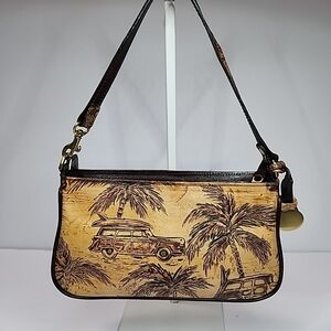 Brahmin Emma Copa Cabana Woody Car Leather Handbag Chocolate Brown Small RARE